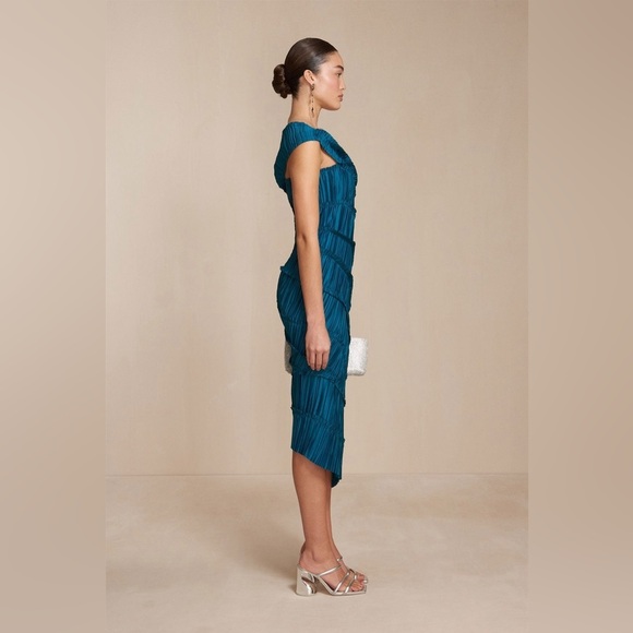New! Cult Gaia Livia One Shoulder Asymmetric Gown in Deep Teal Seamoss 🌊🐚 XS - Picture 6 of 16